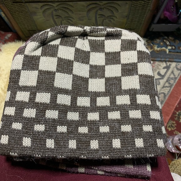 Burgundy & Gray Pattern Beanie - Picture 2 of 3